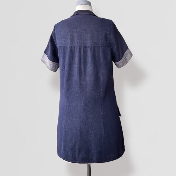 Vintage Utility Denim Jean Jacket Short Sleeve O/S Blue Navy Festival Grunge Y2K - Picture 8 of 10